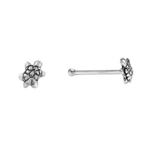 AeraVida 22G A Pair of Adorable Turtles Oxidized Sterling Silver Nose Ring | Turtle Nose Ring Stud | Turtle Nose Piercing Jewelry | Nose Ring Bone Stud Small