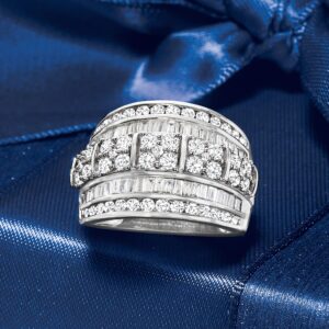 Ross-Simons 2.00 ct. t.w. Baguette and Round Diamond Multi-Row Ring in Sterling Silver. Size 9