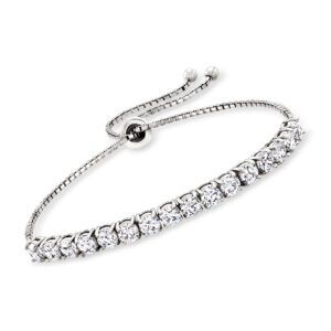 ross-simons 4.00 ct. t.w. cz bolo bracelet in sterling silver