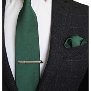 JEMYGINS Green Formal Necktie and Pocket Square, Hankerchief and Tie Bar Clip Sets for Men