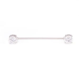 bodyjewelryonline industrial barbell earring cartilage [clear], front facing cz ends, 14g thickness, 38mm bar length, 7mm cz round gem, surgical steel, hypoallergenic, durable, smooth