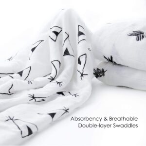 upsimples Baby Swaddle Blanket Unisex Swaddle Wrap Soft Silky Muslin Swaddle Blankets Neutral Receiving Blanket for Boys and Girls, Large 47 x 47 inches, Set of 4-Arrow/Feather/Tent/Crisscross