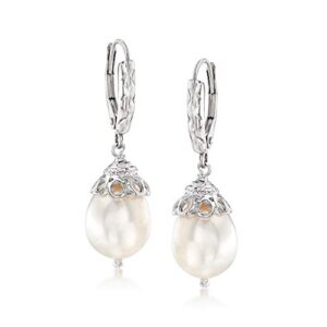 ross-simons 10-11mm cultured pearl drop earrings in sterling silver