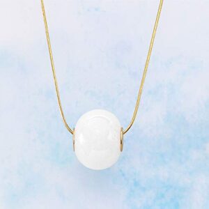 Ross-Simons White Kunlun Jade Bead Pendant With 14kt Yellow Gold