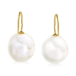 ross-simons 11-12mm cultured baroque pearl drop earrings in 14kt yellow gold