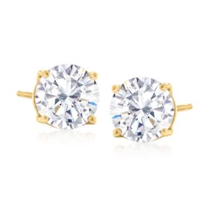 Ross-Simons Round CZ Stud Earrings in 14kt Yellow Gold