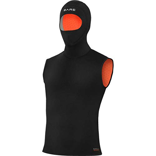 BARE 5/3MM Men's Ultrawarmth Hooded Vest: Wear Inside or Outside Your Wetsuit, Black L