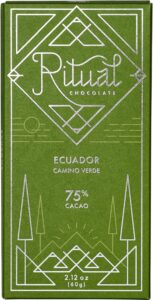 ritual dark chocolate bar, ecuador 75% cacao, notes of graham cracker, honey & fudge, 2.12 oz