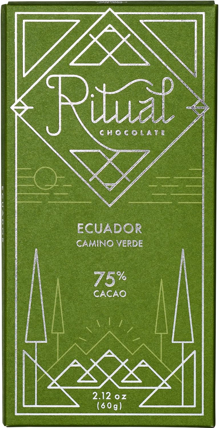 Ritual Dark Chocolate Bar, Ecuador 75% Cacao, Notes of Graham Cracker, Honey & Fudge, 2.12 oz