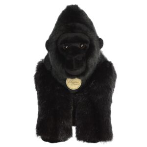 aurora® realistic miyoni® silverback gorilla stuffed animal - lifelike detail - cherished companionship - black 13 inches