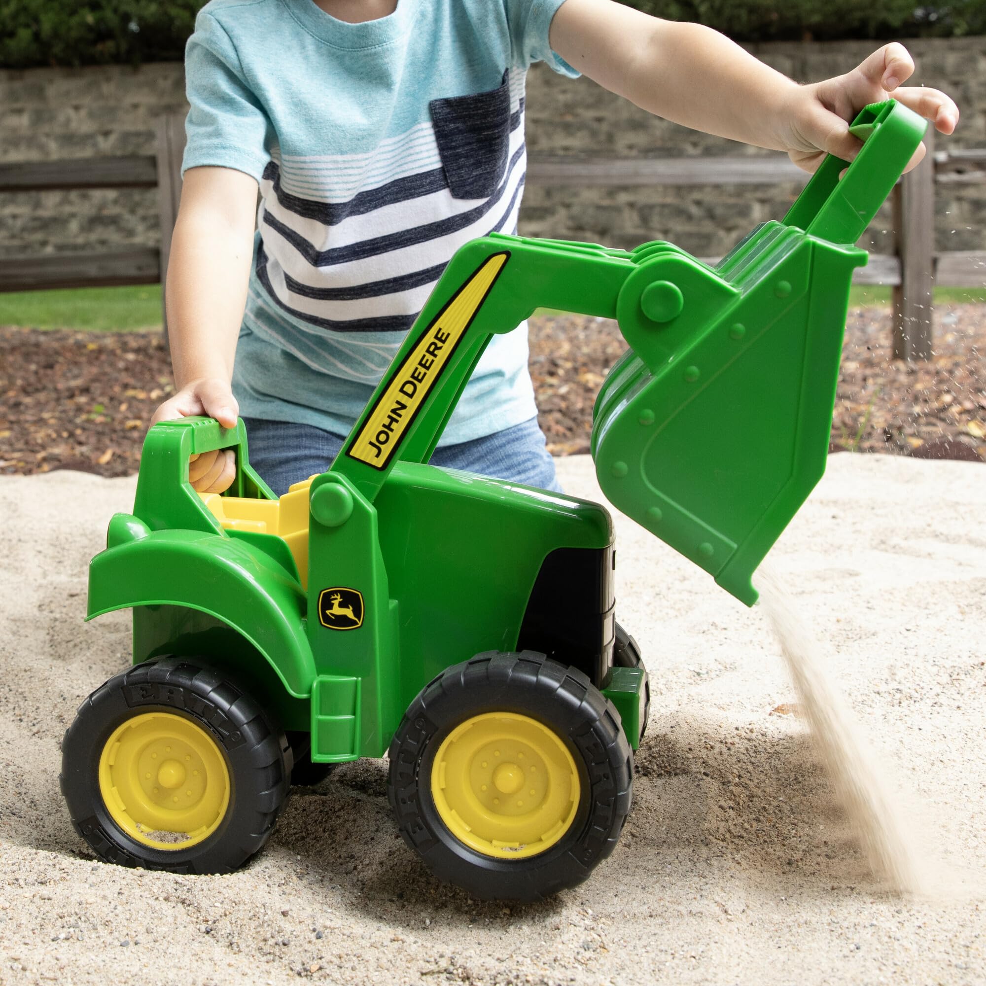 John Deere Big Scoop Tractor Toy with Loader - Officially Licensed John Deere Tractor Toys - Toddler Sand Toys Ages 3 Years and Up - 15 Inch