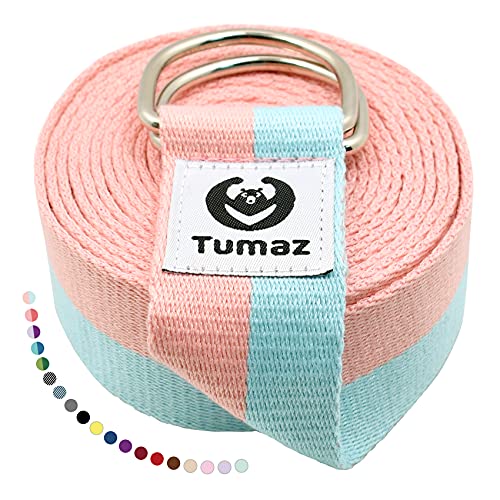 Tumaz Yoga Strap/Stretch Bands [15+ Colors, 6/8/10 Feet Options] with Extra Safe Adjustable D-Ring Buckle, Durable and Comfy Delicate Texture - Best for Daily Stretching, Physical Therapy, Fitness