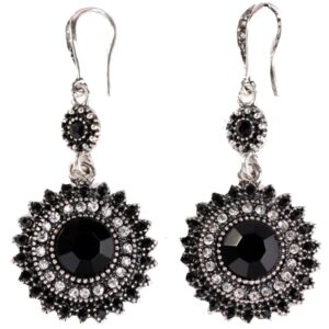 bohemia national wind restoring ancient ways sunflower earrings (black)