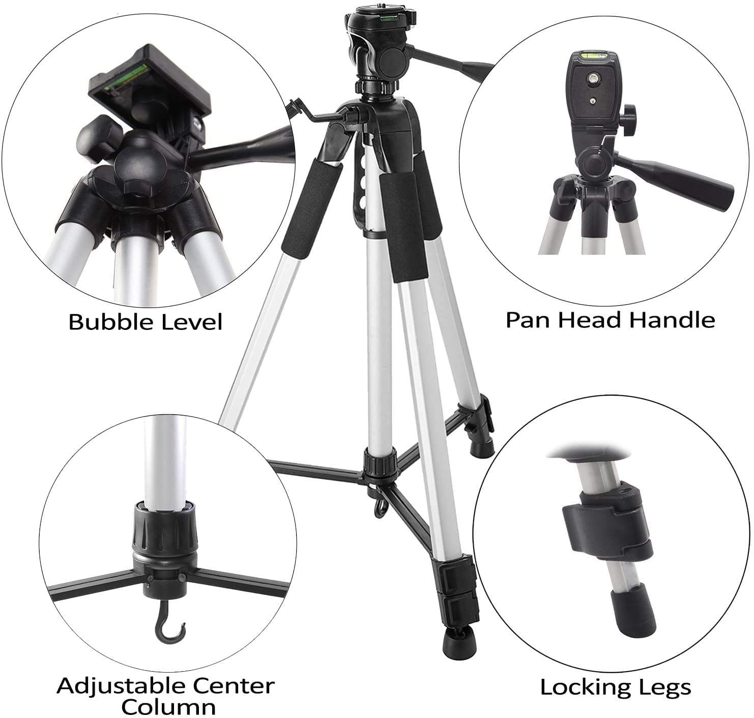 UltraPro 72" Inch Aluminum Camera Tripod Bundle for Canon, Nikon, Sony, Samsung, Olympus, Panasonic, Pentax, and All Digital Cameras, Includes UltraPro Microfiber Cleaning Cloth