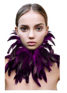 l'vow gothic victorian natural feather choker neck wrap collar for halloween party(purple)