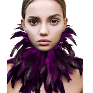 L'vow Gothic Victorian Natural Feather Choker Neck Wrap Collar for Halloween Party(Purple)