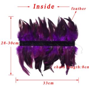 L'vow Gothic Victorian Natural Feather Choker Neck Wrap Collar for Halloween Party(Purple)