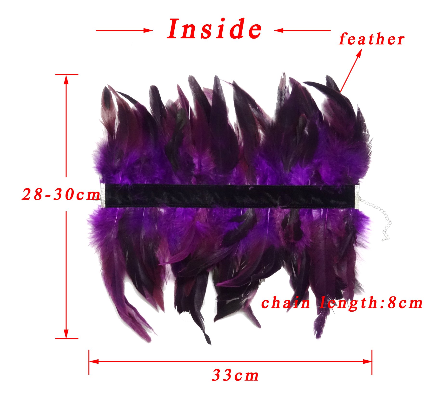 L'vow Gothic Victorian Natural Feather Choker Neck Wrap Collar for Halloween Party(Purple)