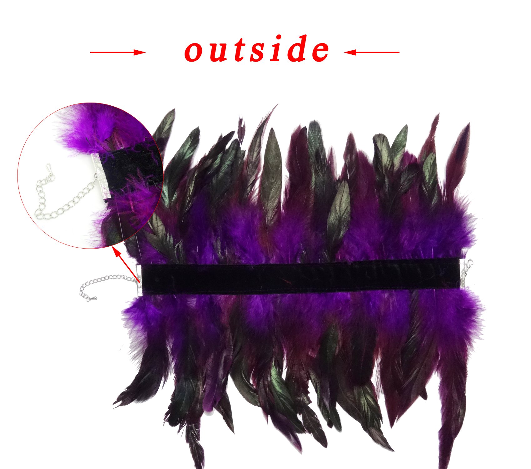 L'vow Gothic Victorian Natural Feather Choker Neck Wrap Collar for Halloween Party(Purple)