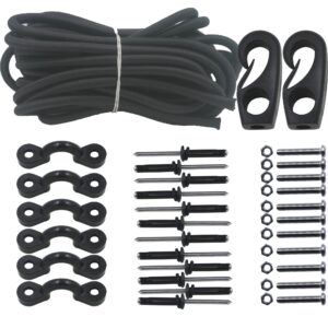 yyst sit - in kayak bungee rigging kit 8 feet black with screws and rivets