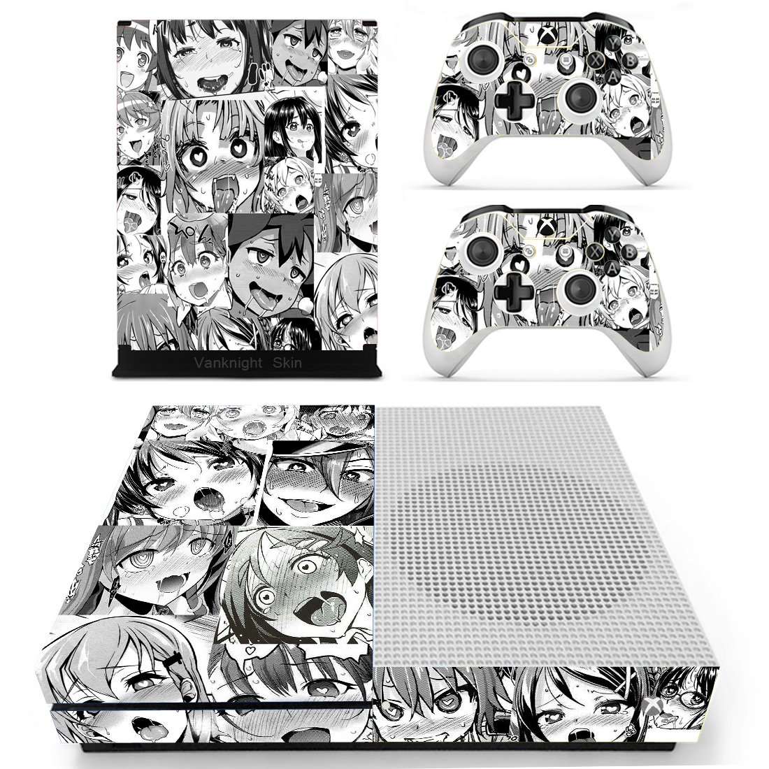 Vanknight XB One Slim S Console Skin Wrap Decal Skin Vinyl Stickers for XB One S Console Controllers Anime Girl