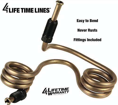 4LifetimeLines 3/16" x 25' Genuine Copper-Nickel Alloy Non-Magnetic Brake Line Replacement Tubing Coil Roll & Fitting Kit, Inverted Flare, Easy to Bend, Corrosion Resistant