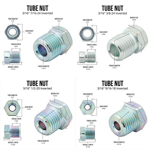 4LifetimeLines 3/16" x 25' Genuine Copper-Nickel Alloy Non-Magnetic Brake Line Replacement Tubing Coil Roll & Fitting Kit, Inverted Flare, Easy to Bend, Corrosion Resistant