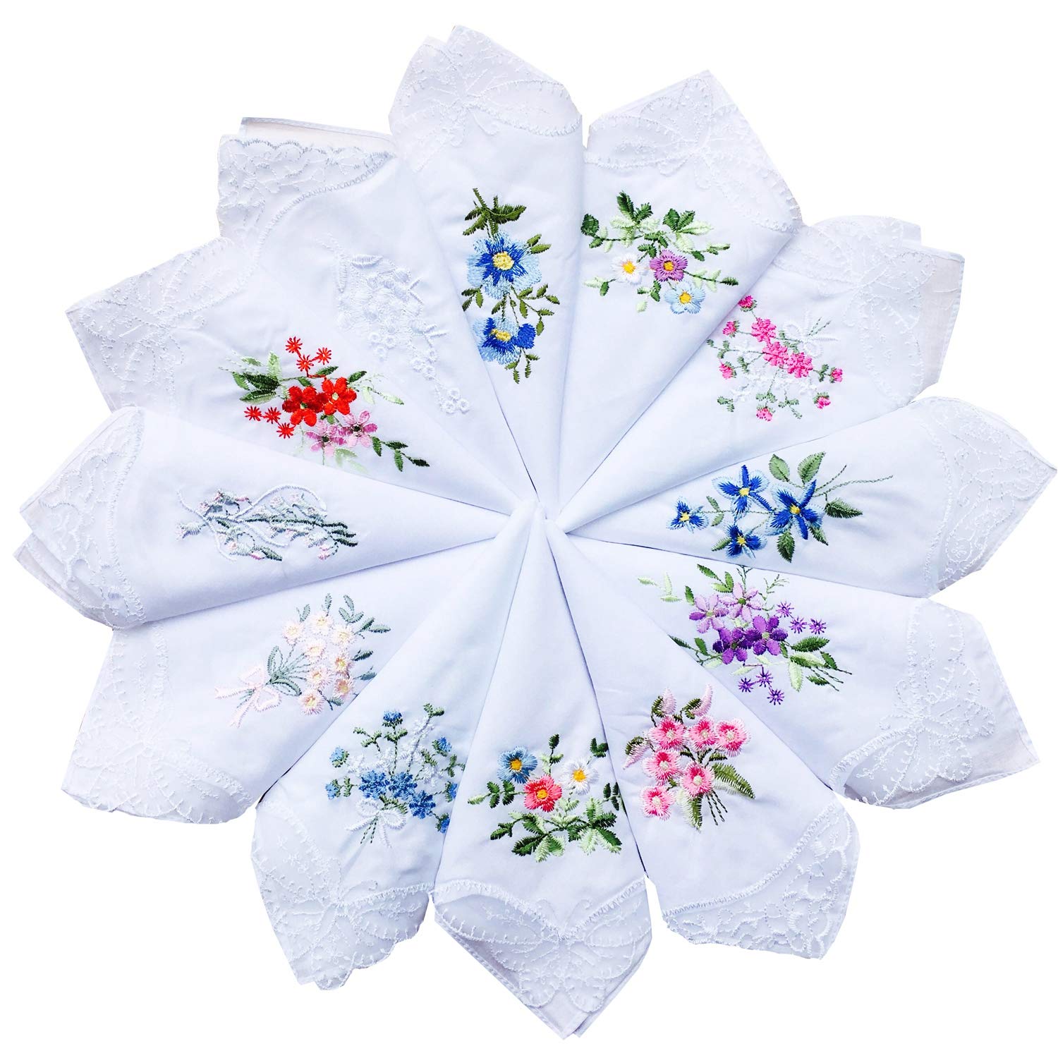 Cotton Embroidered Ladies Lace Handkerchiefs Pack ¡­