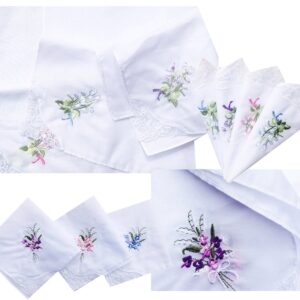 Cotton Embroidered Ladies Lace Handkerchiefs Pack ¡­