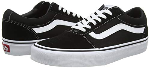 Vans Men's Ward Sneaker, Black Suede Canvas Black White C24, 14