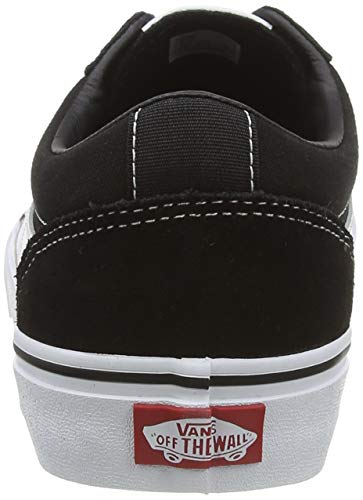 Vans Men's Ward Sneaker, Black Suede Canvas Black White C24, 14