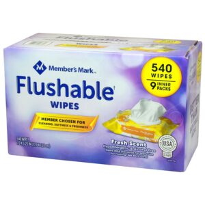 member's mark flushable wipes, 540 count (pack of 9)