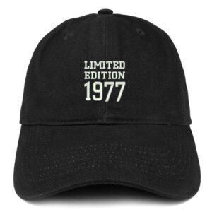 trendy apparel shop limited edition 1977 embroidered birthday gift brushed cotton cap - black