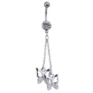 mutreso navel ring belly button rings surgical steel sexy butterflies dangle curved barbell bananabell piercing jewelry