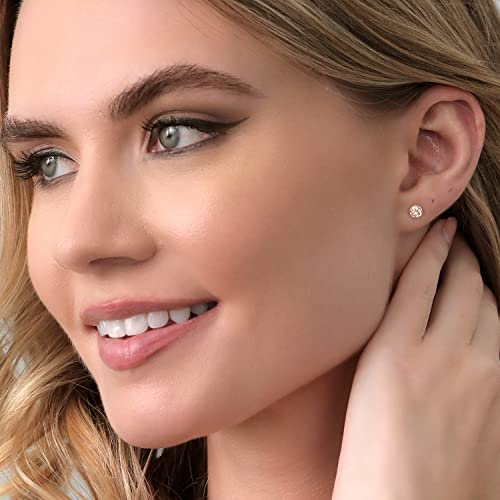 Gem Stone King 10K Rose Gold Peach Morganite Stud Earrings For Women (0.80 Cttw, Round 5MM)