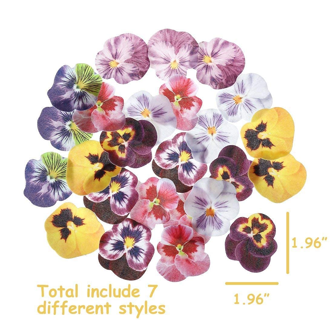 GEORLD 36pcs Edible Cupcake Toppers Pansies Cake Decoration,Flat not 3D, 7 Colors