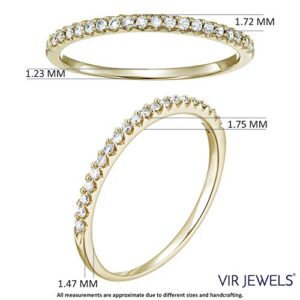 Vir Jewels 1/10 cttw Mircopave Petite Round Diamond Wedding Band for Women in 10K Yellow Gold Prong Set, Size 6.5