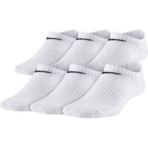 nike kids' everyday lightweight no-show socks (6 pairs), white/black, medium