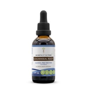 Secrets of the Tribe Goldenseal Root Tincture Alcohol-Free Extract, Goldenseal (Hydrastis Canadensis) Dried Root 2 oz