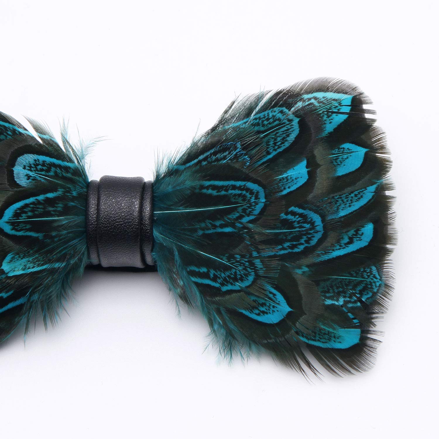 mumusung Men's Peacock Feather Bowtie (Teal Feathers)