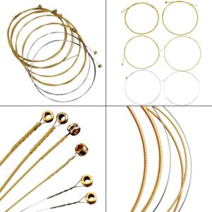 Bememo 3 Sets of 6 Guitar Strings Replacement Steel String for Acoustic Guitar Spare Strings for Beginner Guitarists (1 Brass Set, 1 Copper Set and 1 Multicolor Set)