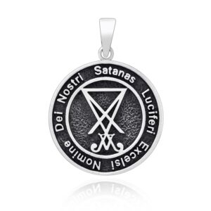 925 sterling silver baphomet sigil of lucifer satanic seal of satan excelsi pendant