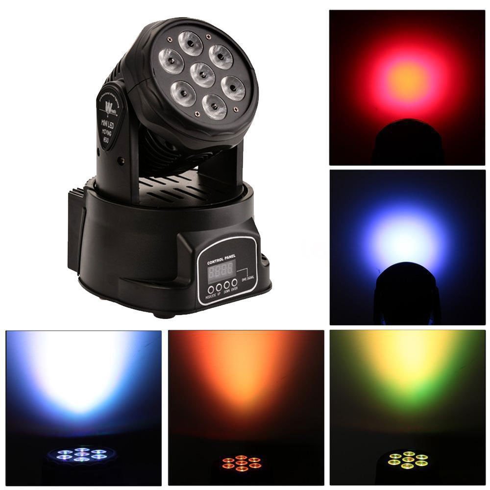 XPCLEOYZ 2PCS Moving Head Dj Lights,7 x 12W RGBW Stage Lighting Mini Moving Head, DMX DJ Lights Remote Control Sound Activated, Mini Moving Heads Wash Light for Parties