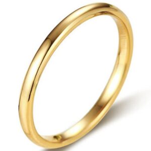 Jude Jewelers 2MM Tungsten Carbide Stackable Ring Plain Wedding Band (Gold, 7)