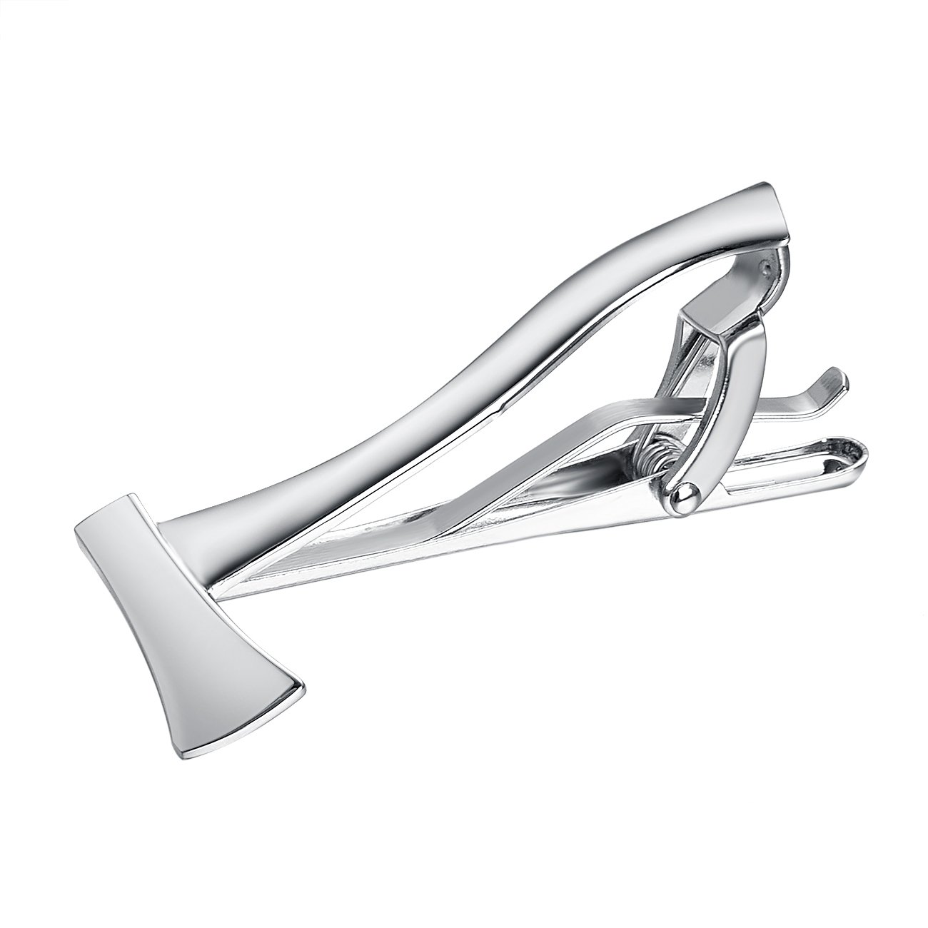 Yoursfs Axe Tie Clip for Men Stainless Steel Slim Tool Tie Pins and Clips One Piece White Gold Plated