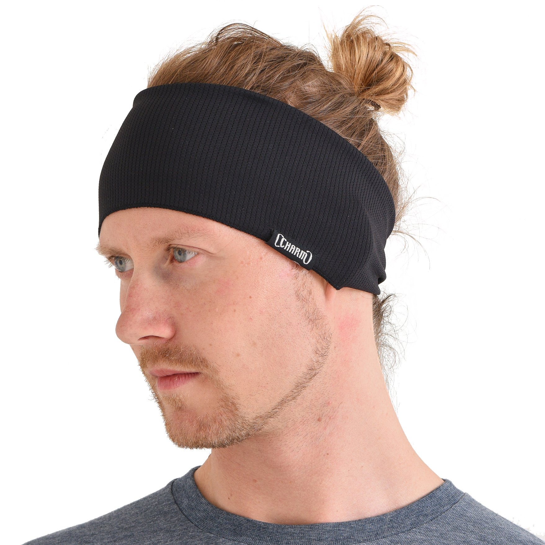 Sports Headbands for Men Moisture Wicking Sweatbands for Women, Lightweight Yoga Hair Bands, Crossfit Or Running Gear, Thin Elastic Workout Head Wraps Black