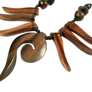 Swimmi Natural Sono Wood Necklace for Women, adjustable 18 to 28 inches Waxed Cord Wooden Necklace Handemade Swirl Boho Tribal Wooden Necklace Jewelry DA033