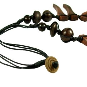 Swimmi Natural Sono Wood Necklace for Women, adjustable 18 to 28 inches Waxed Cord Wooden Necklace Handemade Swirl Boho Tribal Wooden Necklace Jewelry DA033