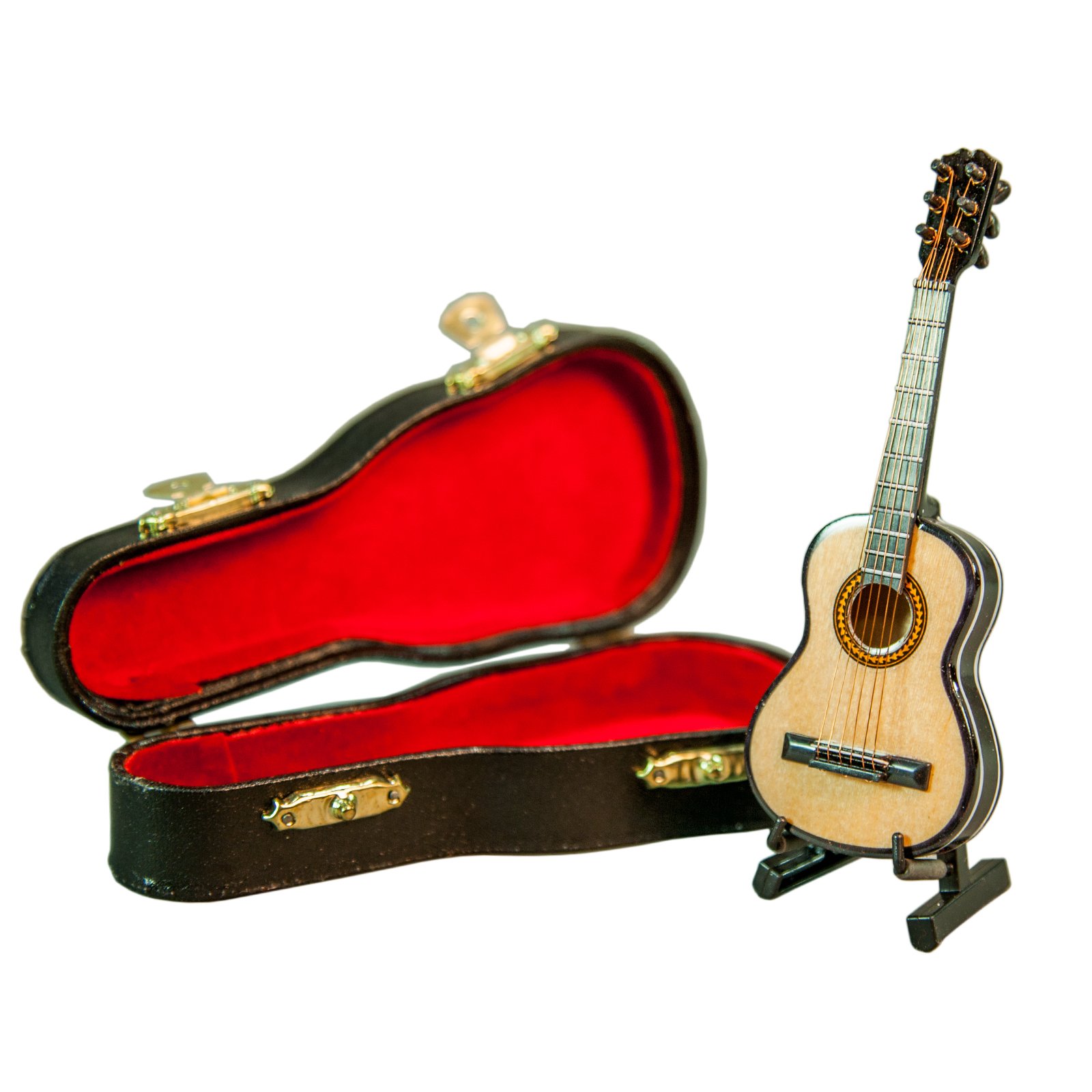 Sky 4 Inches Mini Guitar Natural Finish Acoustic Miniature 4 Inches Guitar with Display Stand Case Great Gift UNPLAYABLE