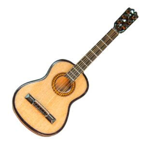 Sky 4 Inches Mini Guitar Natural Finish Acoustic Miniature 4 Inches Guitar with Display Stand Case Great Gift UNPLAYABLE